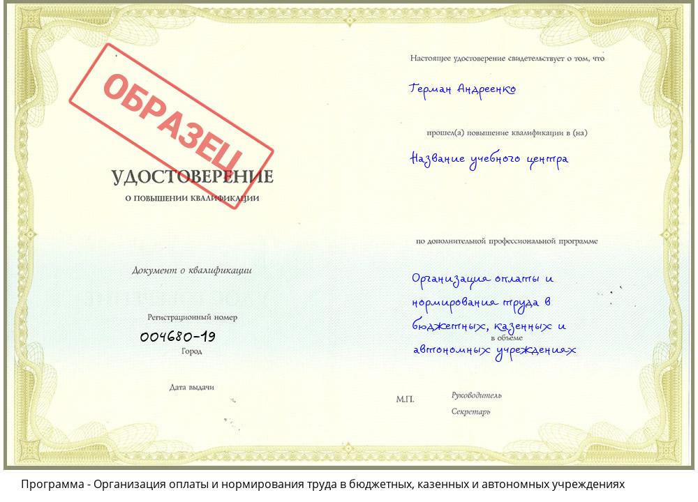 Организация оплаты и нормирования труда в бюджетных, казенных и автономных учреждениях Пятигорск
