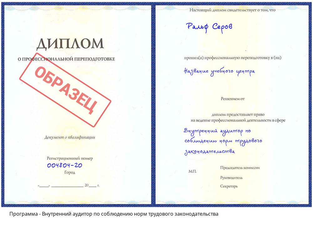 Внутренний аудитор по соблюдению норм трудового законодательства Пятигорск