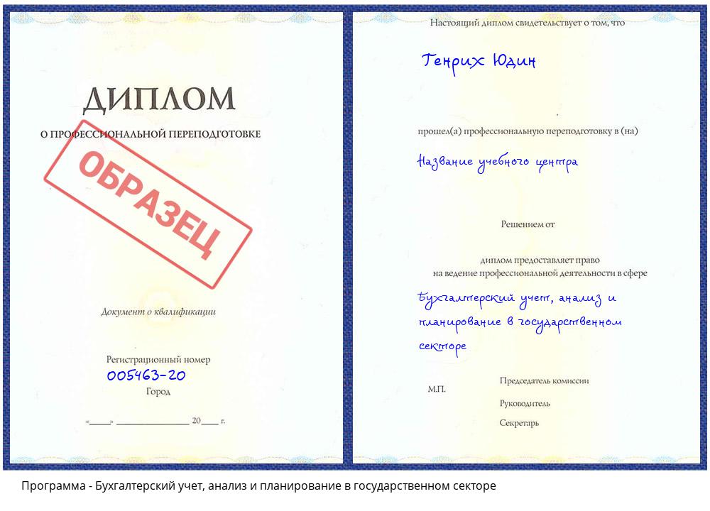 Бухгалтерский учет, анализ и планирование в государственном секторе Пятигорск