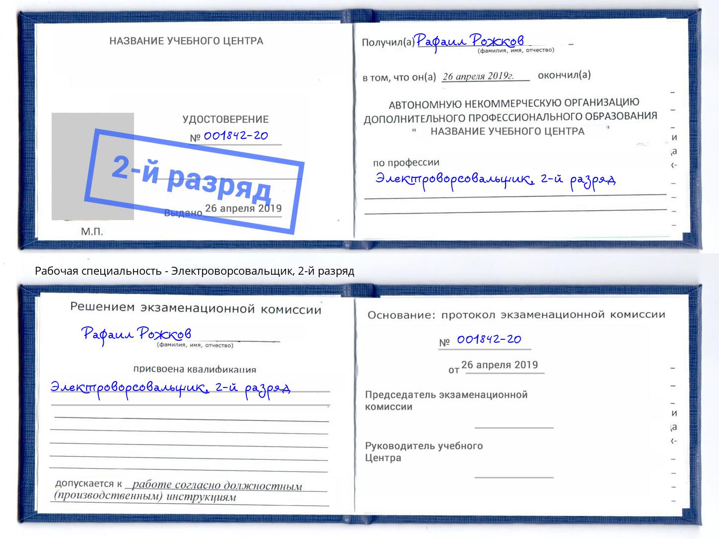 корочка 2-й разряд Электроворсовальщик Пятигорск