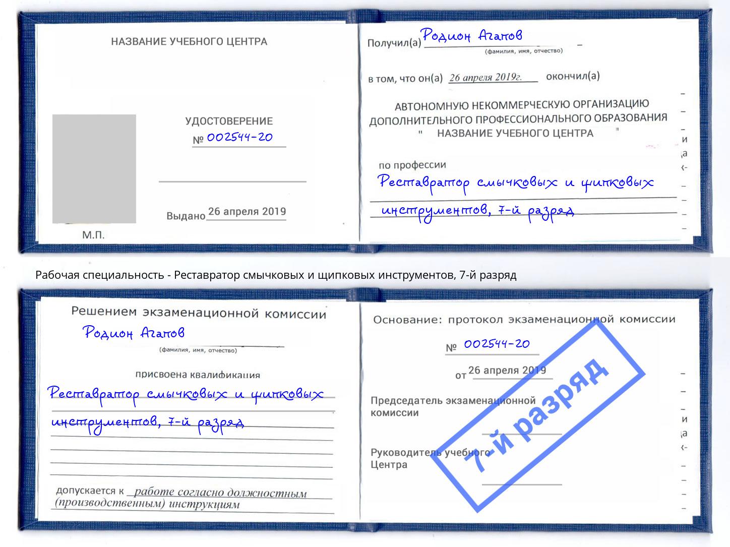 корочка 7-й разряд Реставратор смычковых и щипковых инструментов Пятигорск