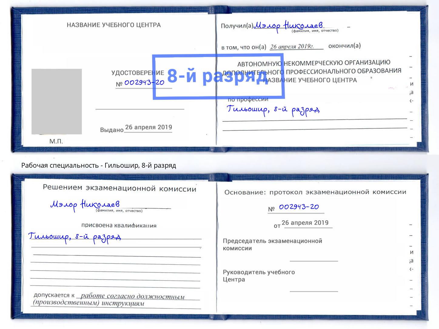 корочка 8-й разряд Гильошир Пятигорск